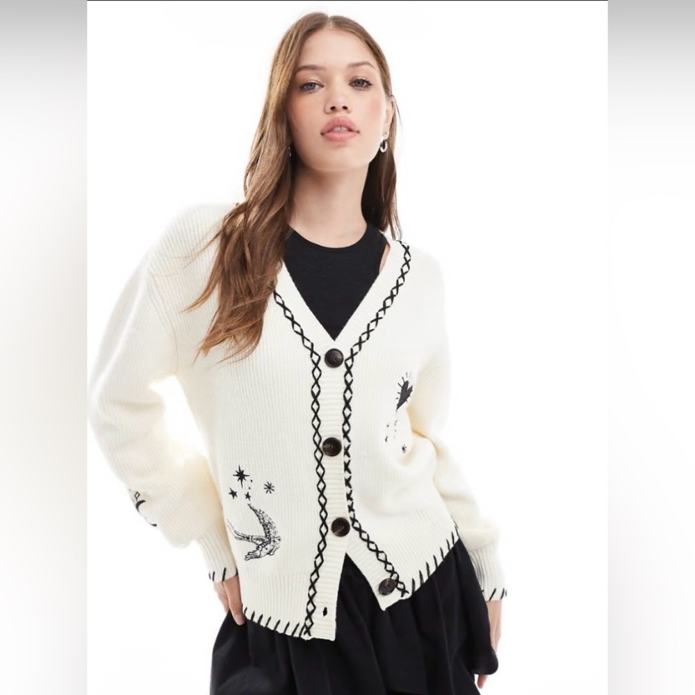 Never Fully Dressed White/Cream Mystic Tattoo Cardigan Size S